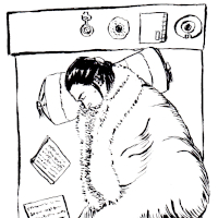 Mei Changsu huddled ina blanket